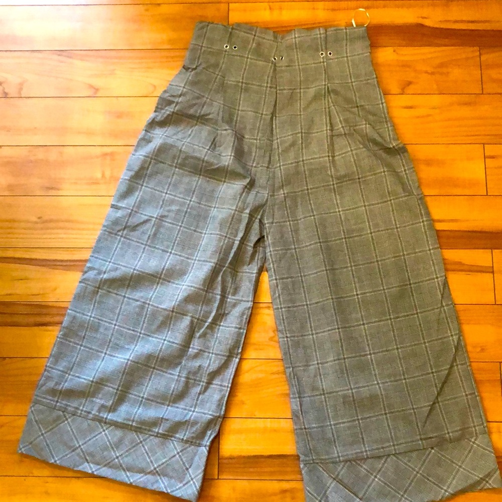 High waisted plaid pants